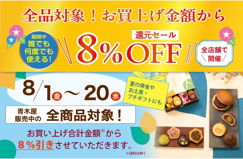 夏得 8％OFF還元セール！